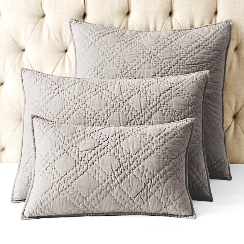 RH Stonewashed Belgian Linen Diamond Stitch Lumbar Sham